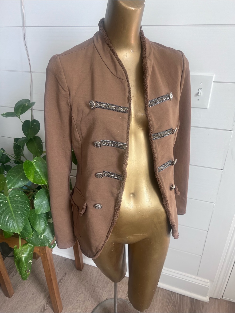 Womens Brown Military-Inspired Jacket - Venti6 Boutique Brand